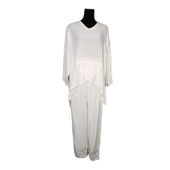 Nwt Exotic women's Boho Bali ivory pants and tunic top outfit set OS - Picture 1 of 13
